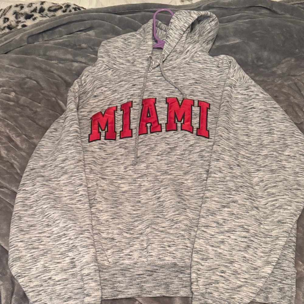 Grey Miami embroidered hoodie size large